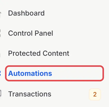 The BCL sidebar with Automations highlighted