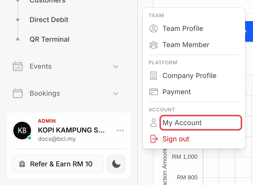 账号卡片上方打开的Account Menu,My Account已标示
