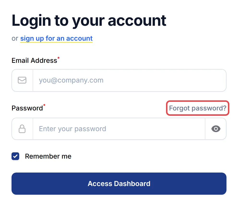 BCL登录表单,Forgot password?已标示