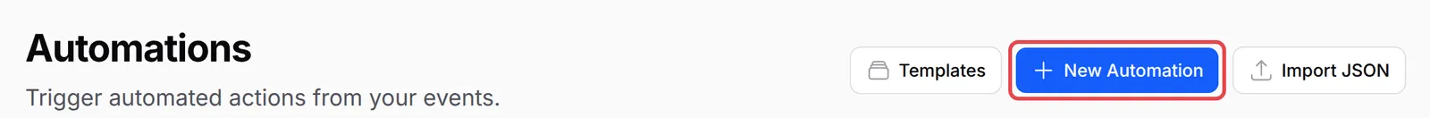 The New Automation button on the Automations page