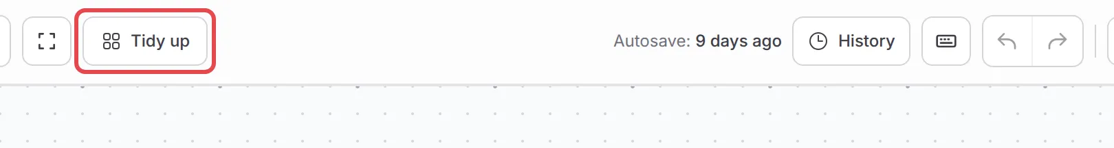 The Tidy up button above the automation canvas