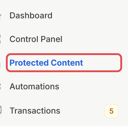 The BCL sidebar with Protected Content highlighted