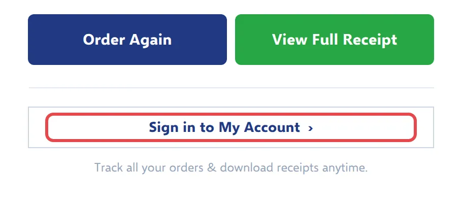 The receipt email with the Sign in to My Account link highlighted