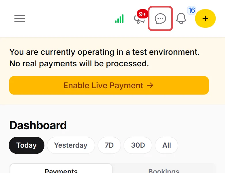 The top bar of the BCL dashboard on a phone, with the Help icon highlighted