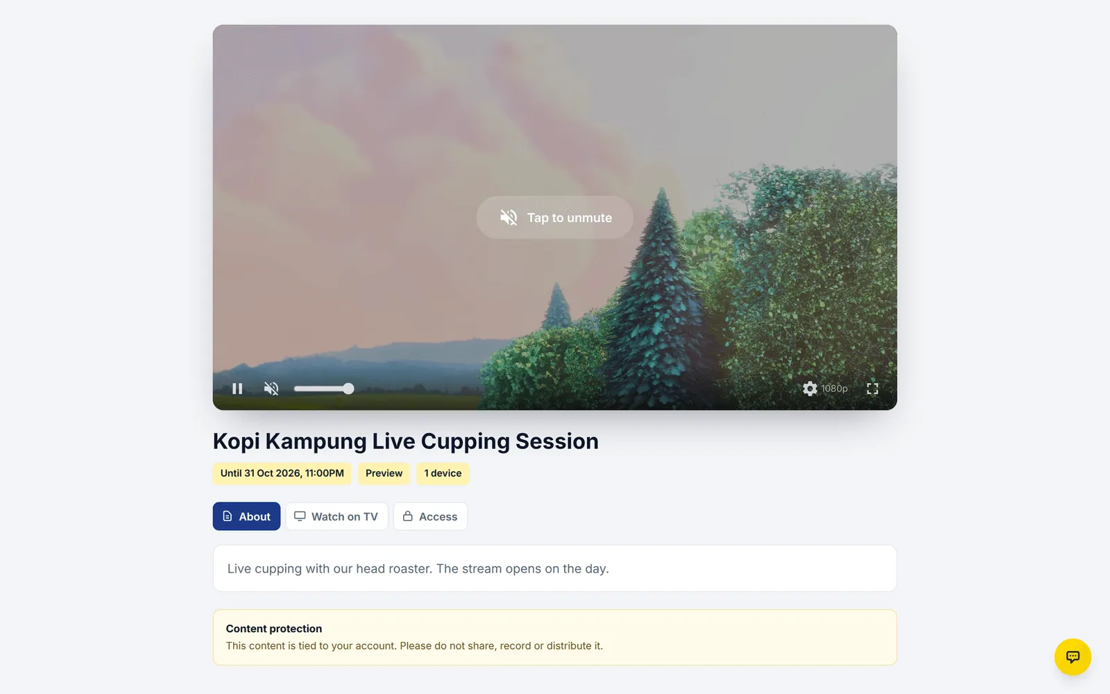 The stream page in the Studio (Light) theme with chips and tabs under the title