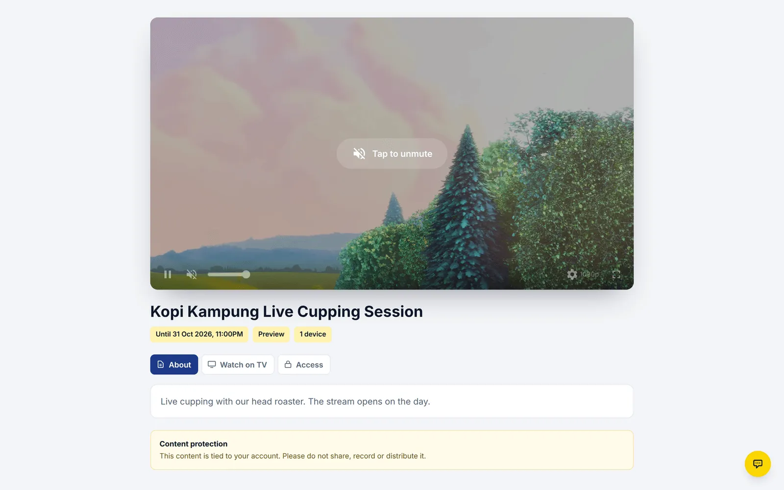 The stream page in the Studio (Light) theme with chips and tabs under the title