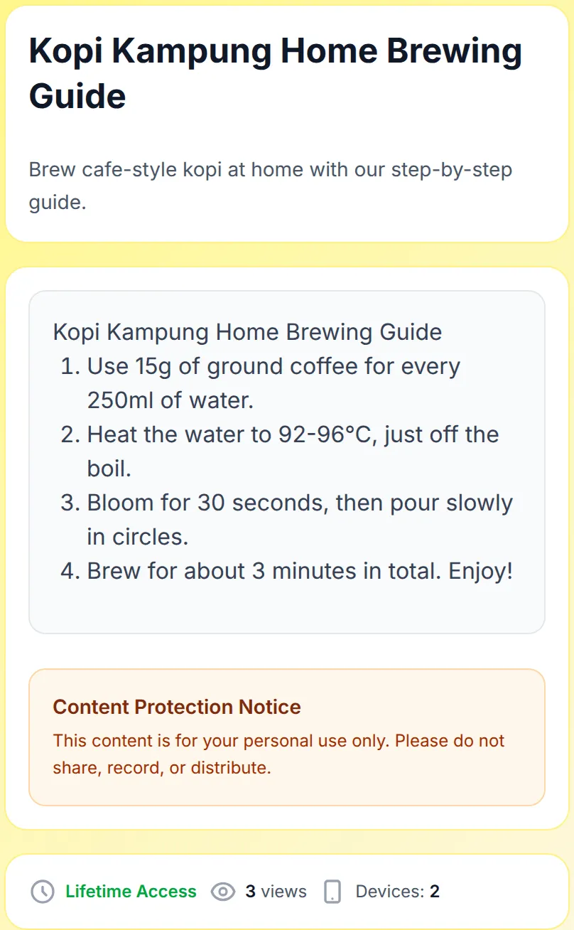 A protected text guide open on its content page