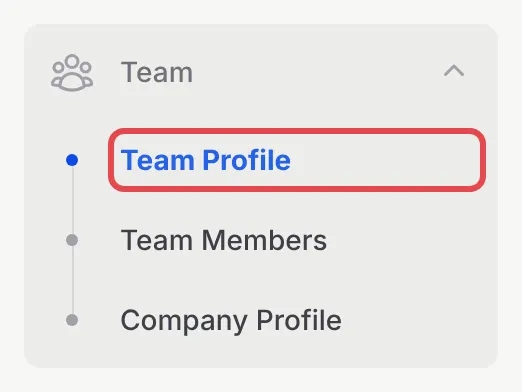 Menu Team di sidebar BCL, dengan Team Profile ditanda