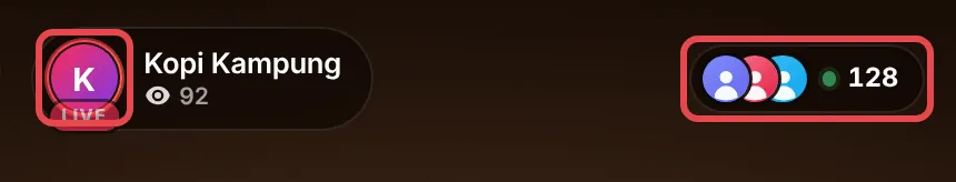 The top of the video page with the LIVE badge and the viewer counter highlighted