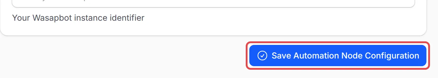 The Save Automation Node Configuration button highlighted
