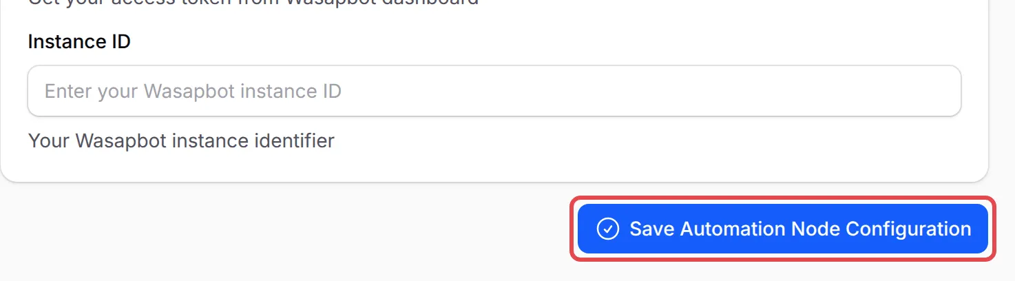 Butang Save Automation Node Configuration ditanda